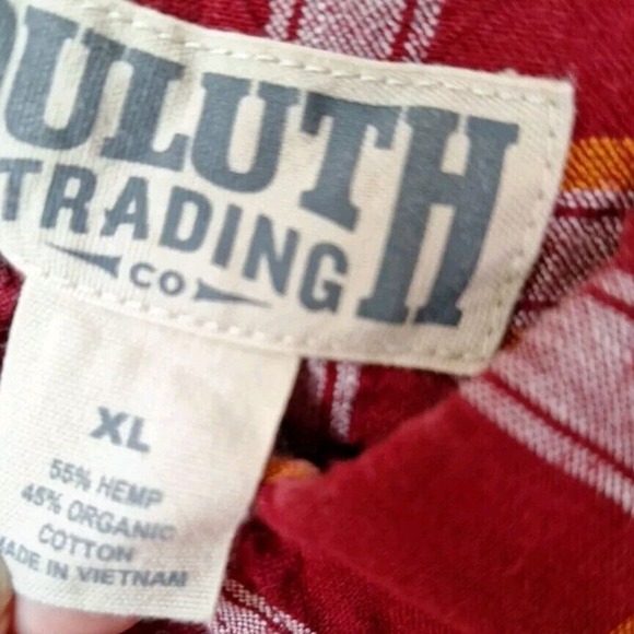 Duluth Short Sleeve Camp Shirt Men Size XL Red Plaid Hemp Organic Cotton Grunge - Picture 2 of 5